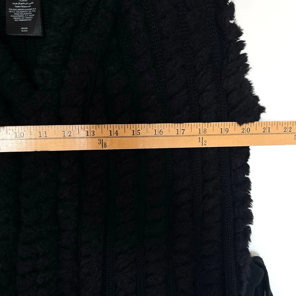 Vintage Y2K Bebe One Size‎ Faux Fur Sweater Vest Black Fringe Goth Grunge 90s
